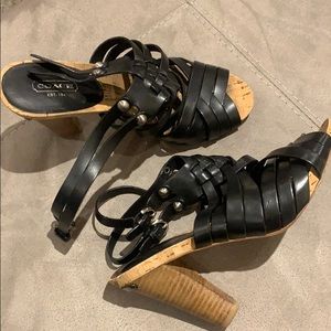Black Coach leather sandals